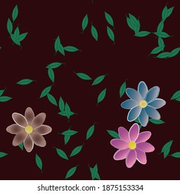 Floral ornamental vector pattern. Seamless design leafs texture.
