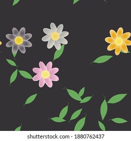 Floral ornamental vector pattern. Seamless design leafs texture.