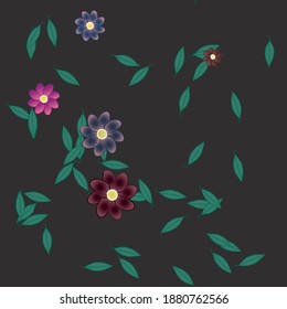Floral ornamental vector pattern. Seamless design leaf and flower pattern.
