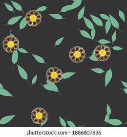 Floral ornamental vector pattern. Seamless design leafs texture.