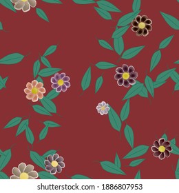 Floral ornamental vector pattern. Seamless design leafs texture.