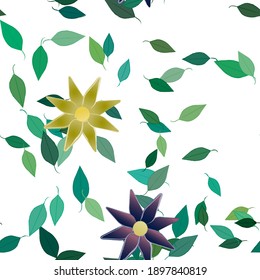 Floral ornamental vector pattern. Seamless design leafs texture.