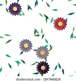 Floral ornamental vector pattern. Seamless design leafs texture.