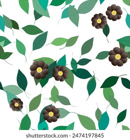 Floral ornamental vector pattern. Seamless design leafs texture.