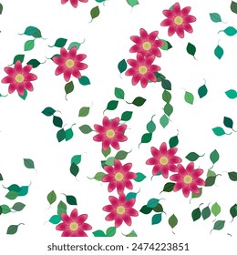 Floral ornamental vector pattern. Seamless design leafs texture.