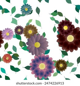 Floral ornamental vector pattern. Seamless design leafs texture.