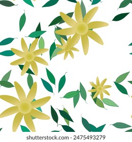 Patrón de Vector ornamental floral. Diseño sin costuras deja textura. Flores aisladas.