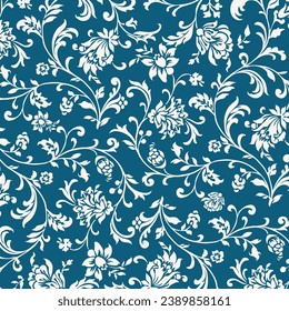Floral ornamental vector pattern. Swirl design and background for textile, print, wallpaper and decoration. 