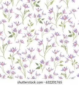 Floral ornamental white seamless pattern. Flower bouquet spring garden background. Flourish garden texture