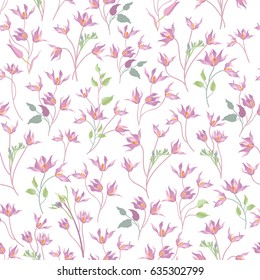 Floral ornamental white seamless pattern. Flower bouquet spring garden background. Flourish garden texture