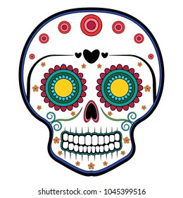 Floral ornamente head skull. Day of the dead