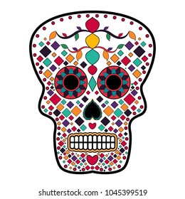 Floral ornamente head skull. Day of the dead