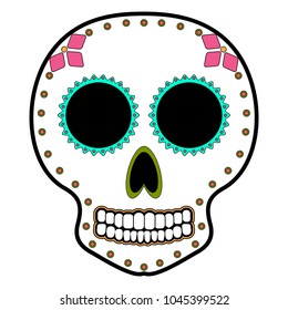 Floral ornamente head skull. Day of the dead