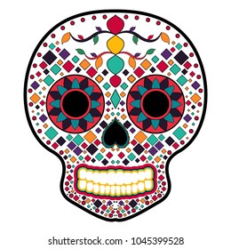 Floral ornamente head skull. Day of the dead