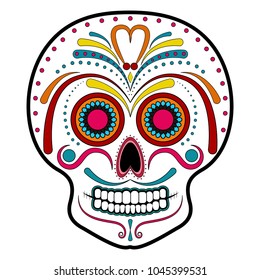 Floral ornamente head skull. Day of the dead
