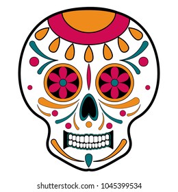 Floral ornamente head skull. Day of the dead