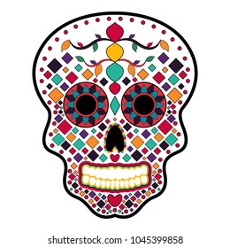 Floral ornamente head skull. Day of the dead