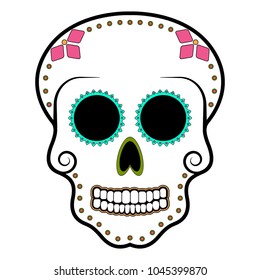 Floral ornamente head skull. Day of the dead