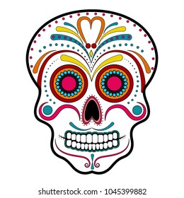 Floral ornamente head skull. Day of the dead