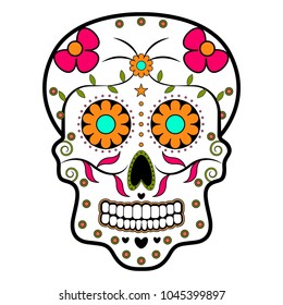 Floral ornamente head skull. Day of the dead