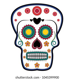 Floral ornamente head skull. Day of the dead