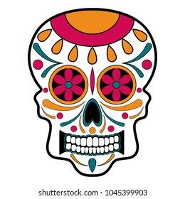 Floral ornamente head skull. Day of the dead