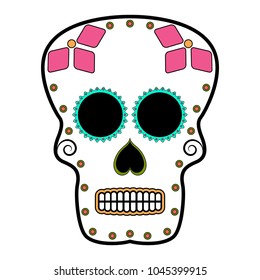 Floral ornamente head skull. Day of the dead