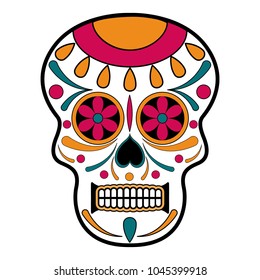 Floral ornamente head skull. Day of the dead