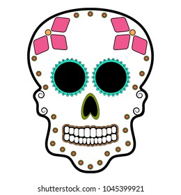 Floral ornamente head skull. Day of the dead