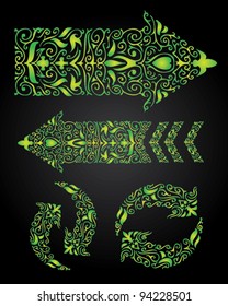 floral ornamented set of arrows - vector illustration