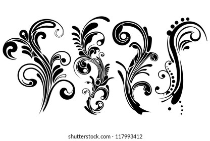 Floral ornaments. 4 vector floral ornaments.