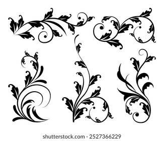 Floral ornaments collection on Black Colour