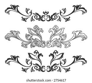 Floral Ornaments. A few combinations of various floral-like decorative elements are created in the form of vector graphics.