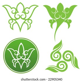 Floral ornaments, oriental style, ayurveda
