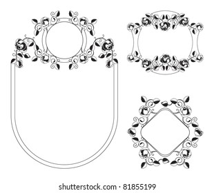 Floral ornaments vignette and frames black