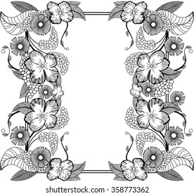 Floral ornate background with border and frame