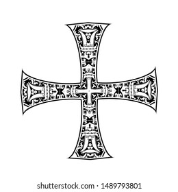 floral ornate cross, vector eps