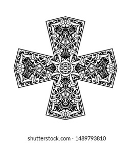 floral ornate cross, vector eps