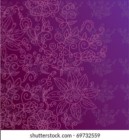 Floral ornate decorative background in purple colors