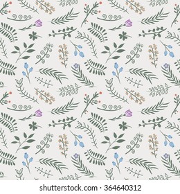 Floral ornate doodle seamless pattern. Vector illustration. For backgrounds, wallpapers, wrapping paper, textile.
