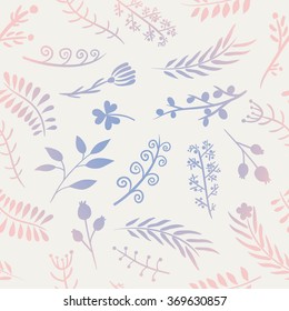 Floral ornate doodle seamless pattern with gradient in pastel shades. Vector illustration. Gentle colors and tints. For backgrounds, wallpapers, wrapping paper, textile, prints.
