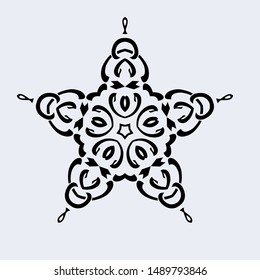floral ornate five pointed star, vector