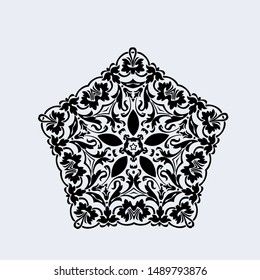 floral ornate five pointed star, vector