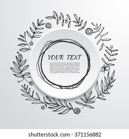 Floral ornate frame for invitations or announcements.