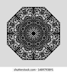 floral ornate octagon, vector eps
