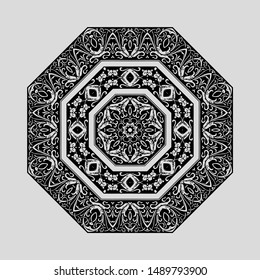 floral ornate octagon, vector eps