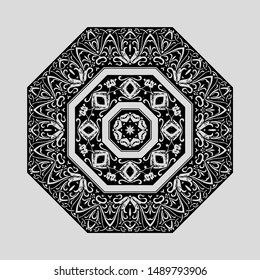 floral ornate octagon, vector eps