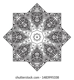 floral ornate octagonal table and floor inlay pattern