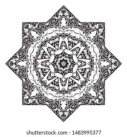 floral ornate octagonal table and floor inlay pattern