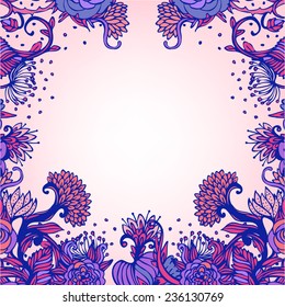 Floral ornate pattern with roses. Vector illustration. 